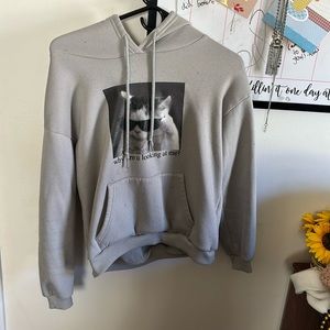 Cool Cat Why are u looking at me? Hoodie, Size M